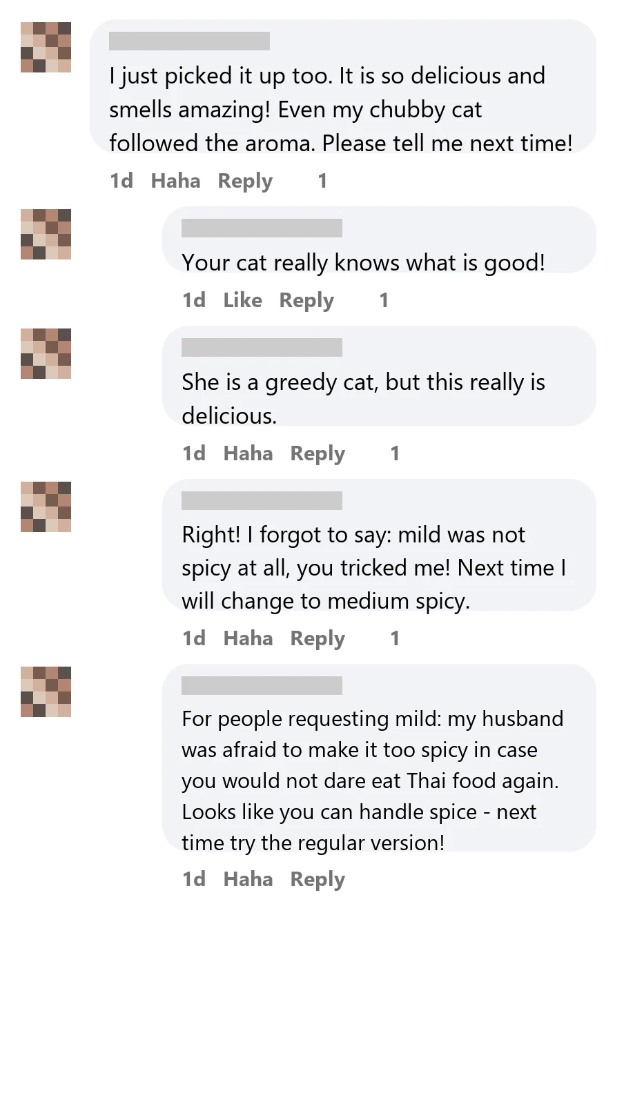 Customer comment thread screenshot