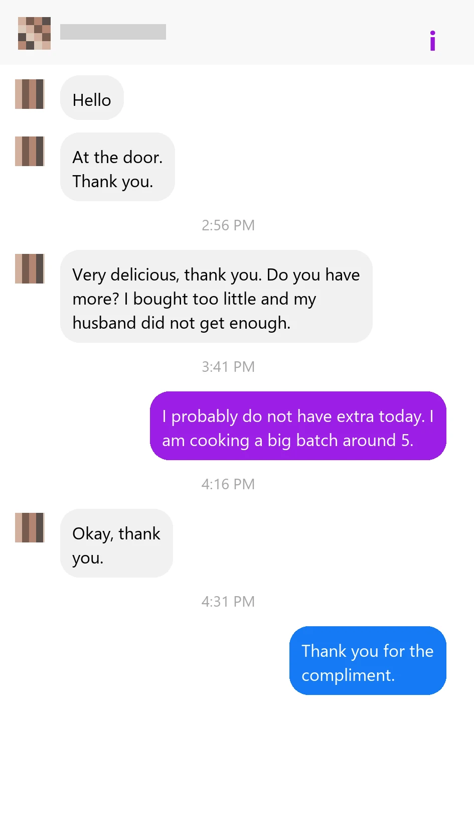 Customer marketplace message screenshot