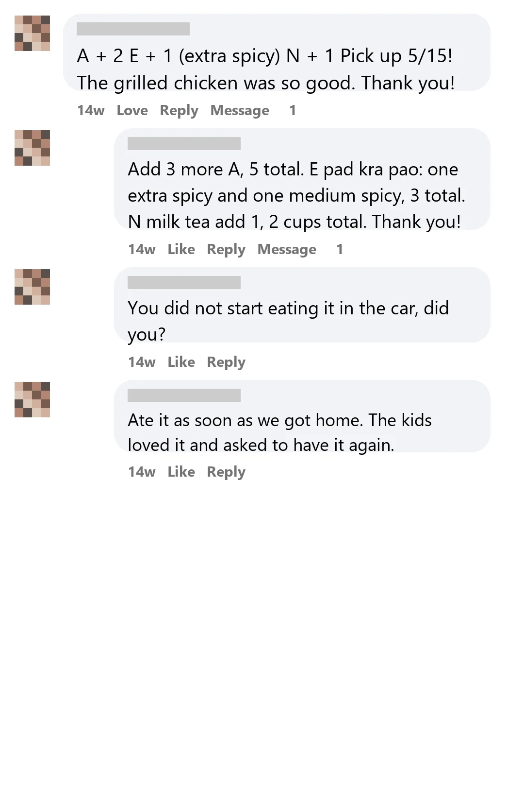 Customer social comments screenshot