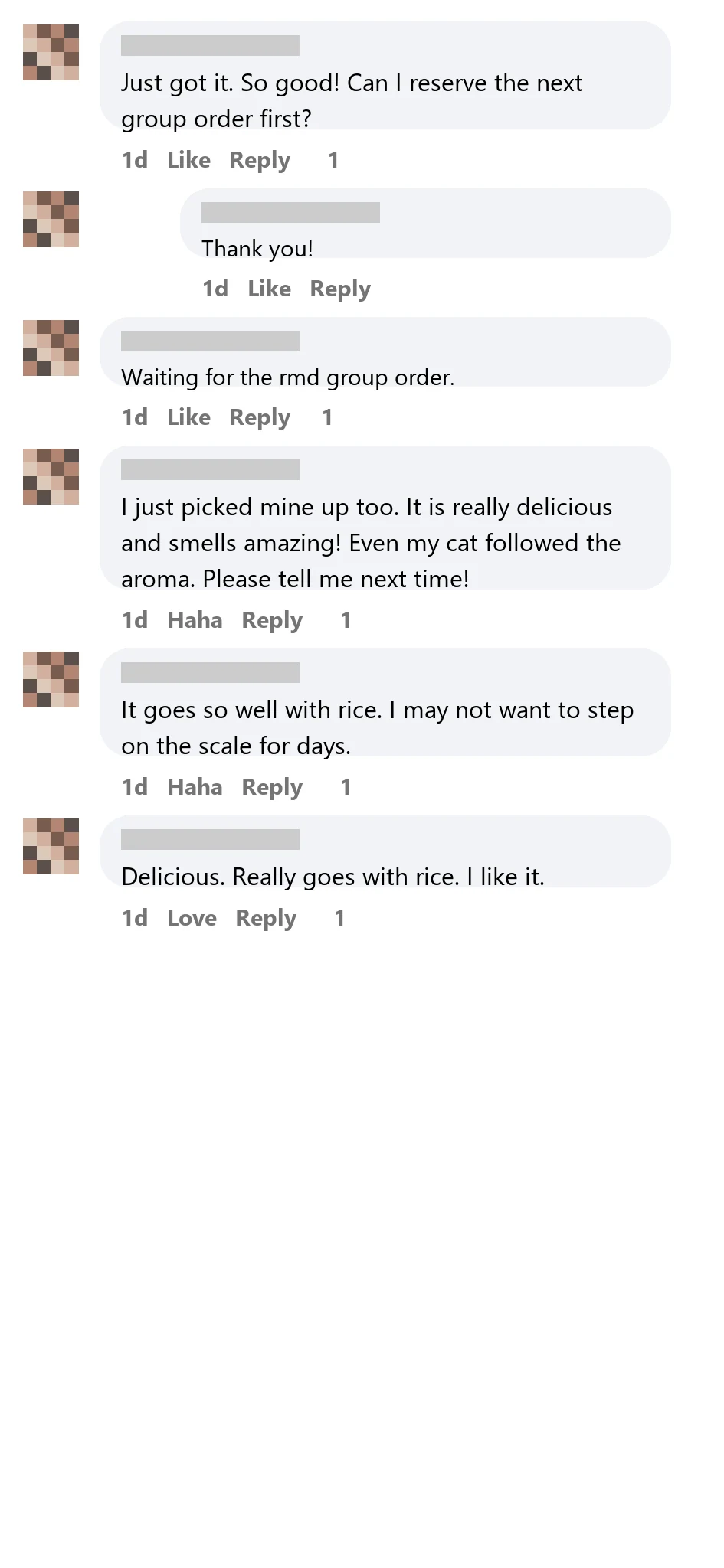 Customer social comments with likes screenshot