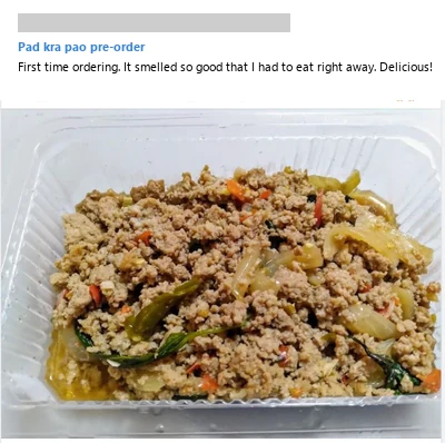 Customer shared Thai meal photo screenshot